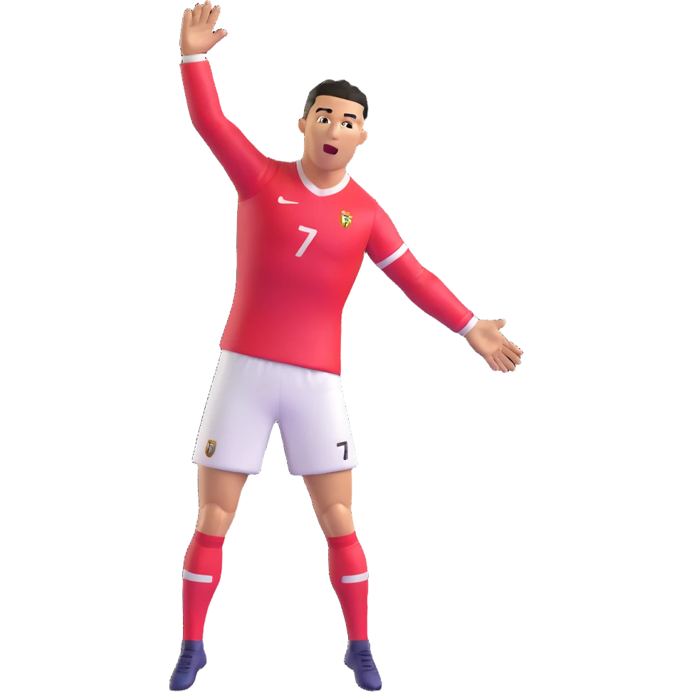 Cristiano Ronaldo doing his signature 'Siu' celebration emoji