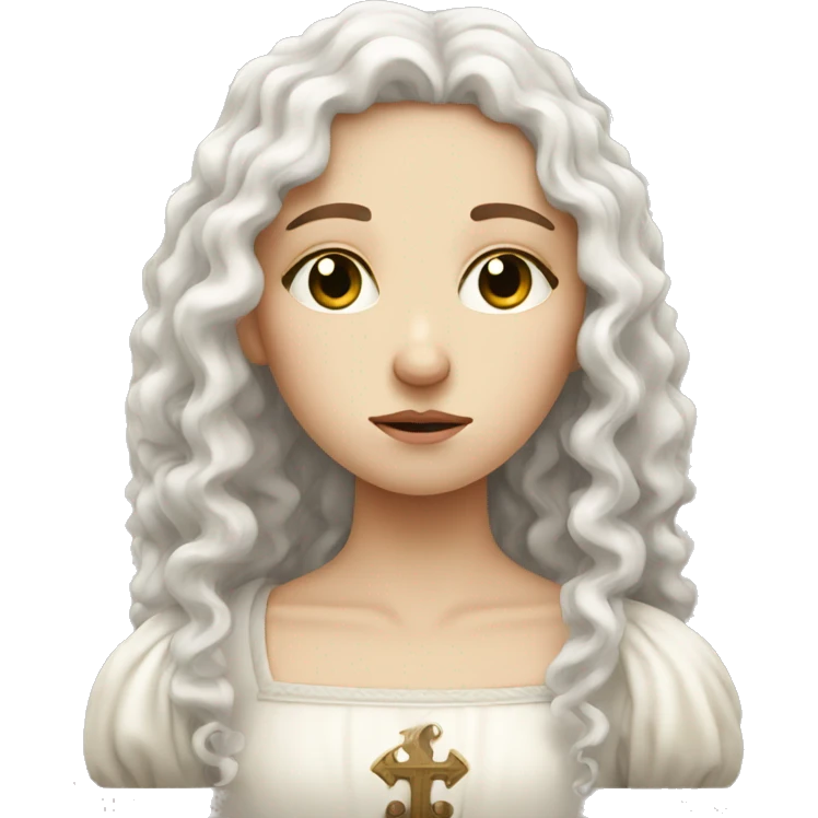 very sad White Medieval beautiful girl with curly hair emoji