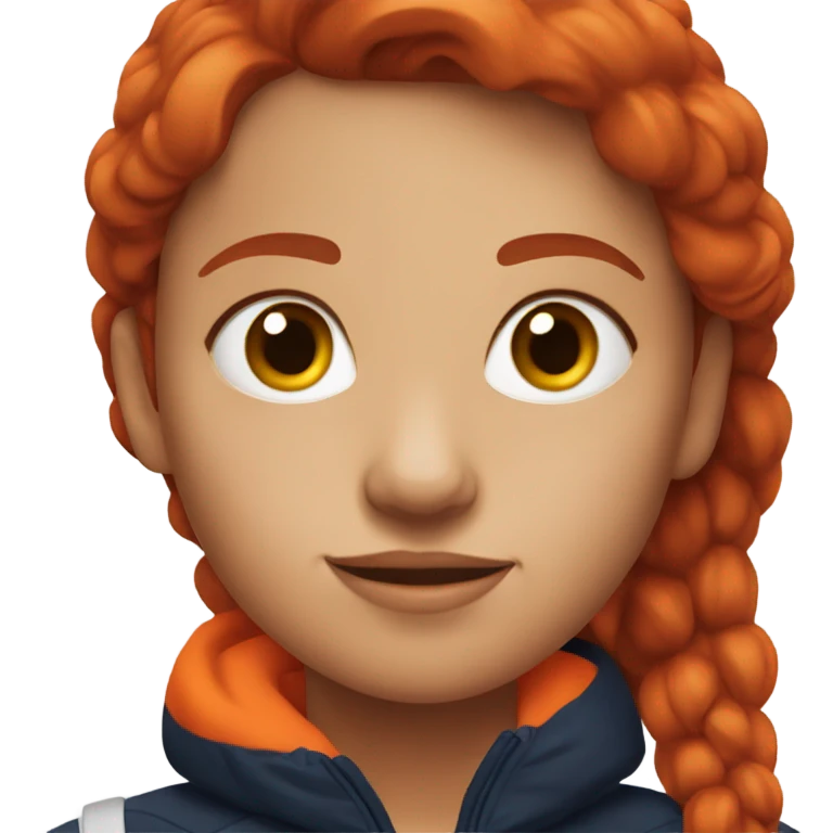 Auburn haired girl with a Red Bull emoji