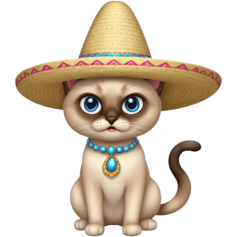 angry siamese cat with sombrero  emoji