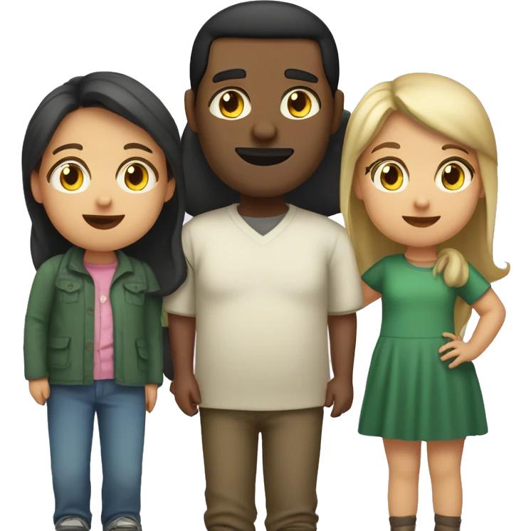 a family, 1_fat_white_man, 1_black_fat_woman, with 1_black_fat_5years_old_girl,  emoji