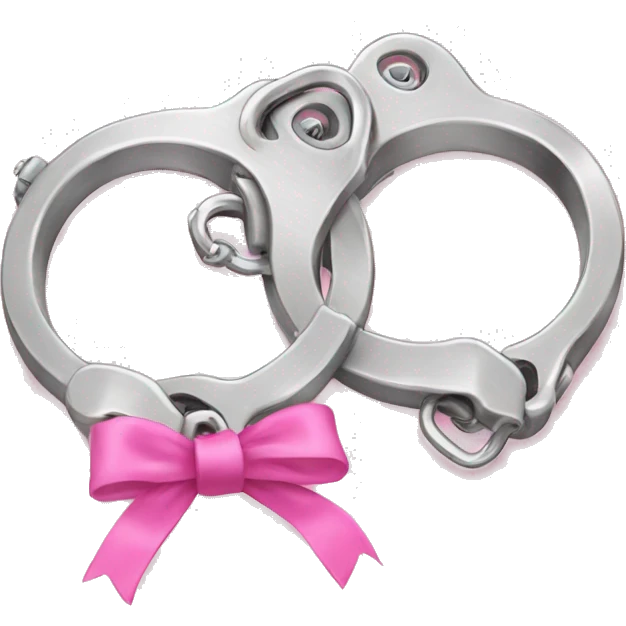 silver handcuffs with pink bow emoji