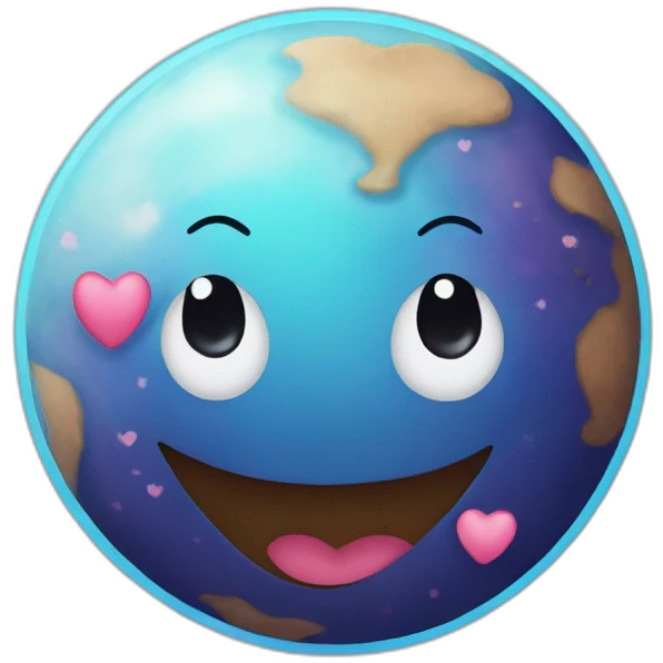 Planet smiling with hearts on it  emoji