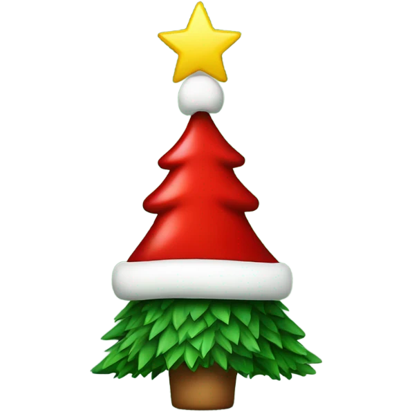 Christmas tree with a Santa hat on it  emoji