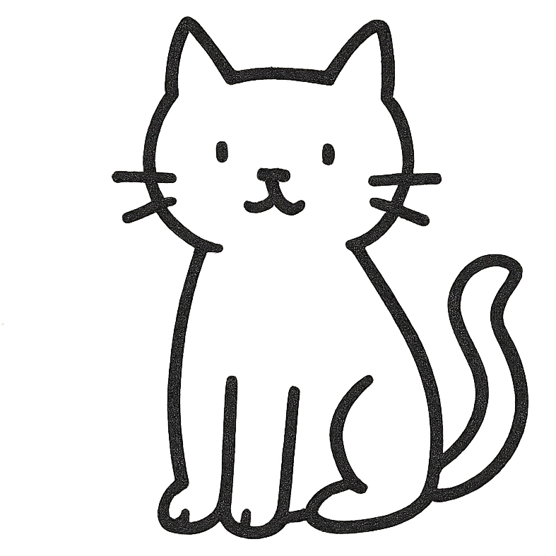 minimal black and white hand drawn cat emoji