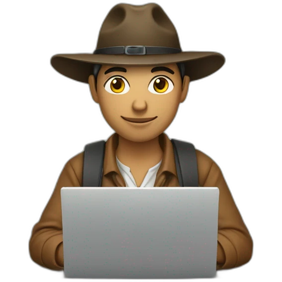 gaucho programmer not wearing hat and writing code on a computer emoji