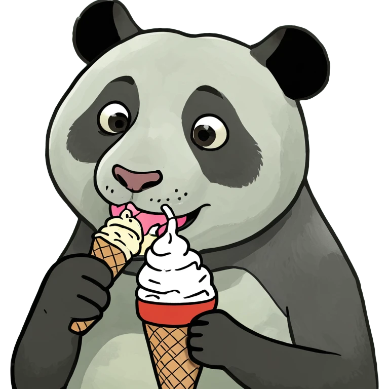 Panda eating ice cream emoji