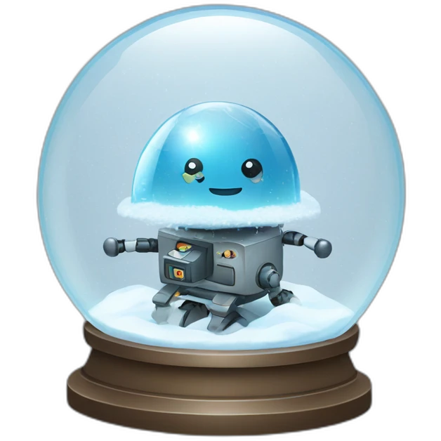 thunderstorm in a snow globe with a robot emoji