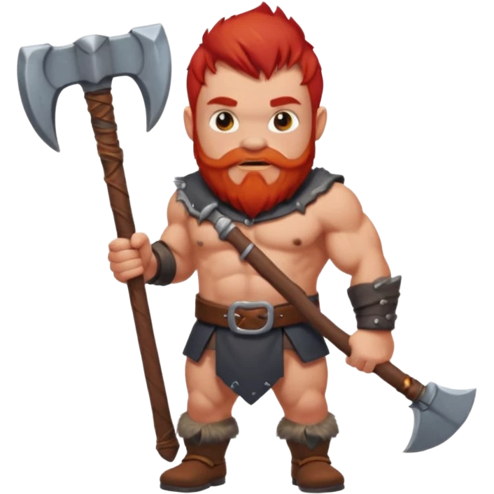 Ein zwerg mit roten Haaren und axt, nur der Oberkörper  emoji