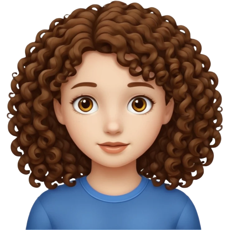 a teenage girl with curly brown hair withe a white skin emoji