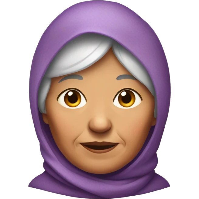 Grandmother with wrinkles in colorful babushka emoji