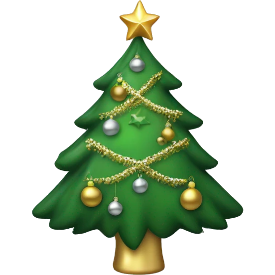 Green Christmas tree with gold and silver ornaments emoji