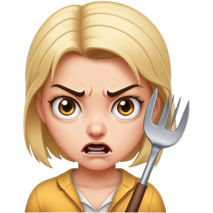 Angry girl with pitch fork emoji