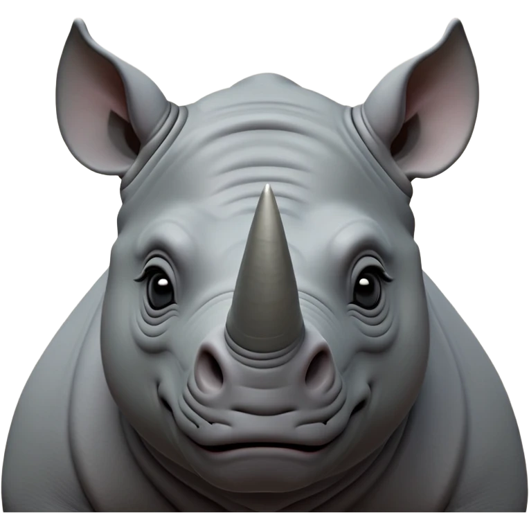 cinematic-noble-rhinoceros-portrait-emoji,-poised,-with-a-massive,-powerful-build-and-a-thick,-hide-of-slate-gray,-deep-set-soulful-piercing-eyes,-simplified-yet-sharp-and-sophisticated-features,-highly-detailed, with large black eyes, szoomed out showing houlders emoji