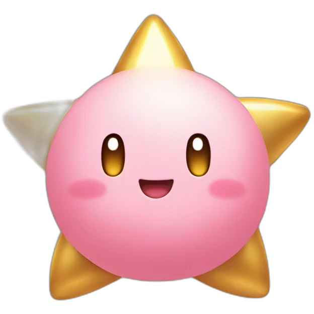 clean cute happy Kirby with a golden star emote emoji