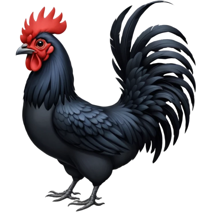 Ayam cemani rooster with black wattle black beak black comb black emoji