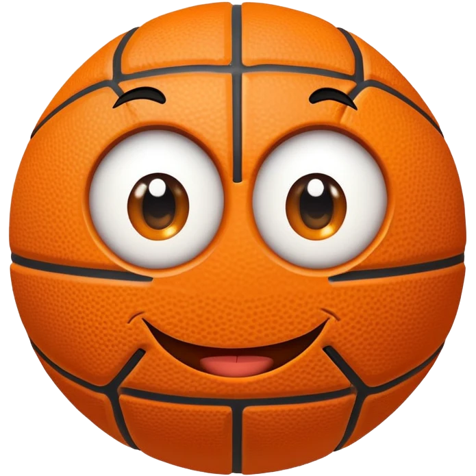 A basketball with a cute smiling face and big eyes emoji