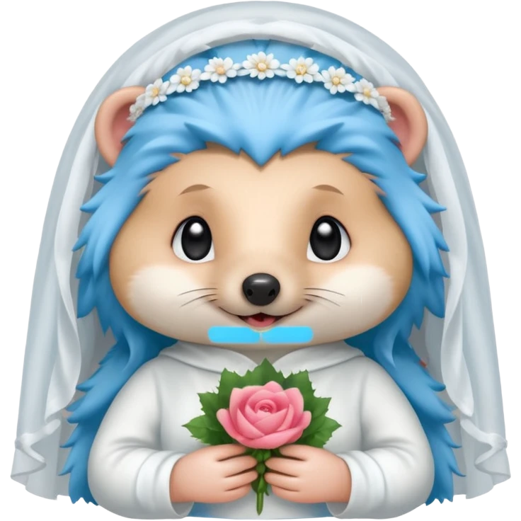 bride hedgehog blue emoji