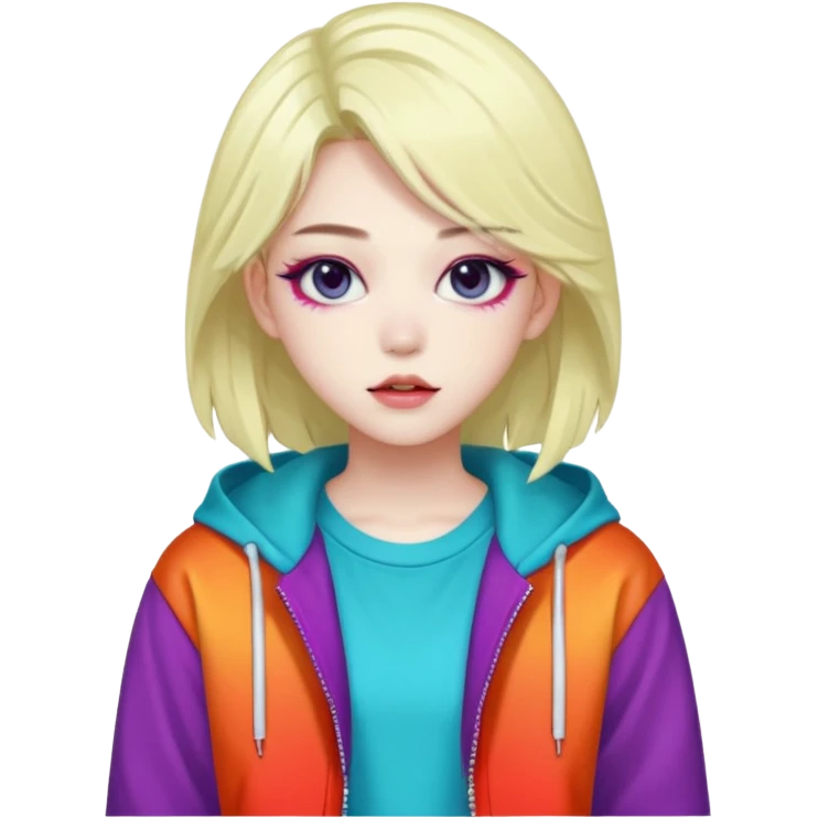  portrait-of-a-monster-k-pop-idol,-wearing-a-stylish-streetwear-outfit-with-layered-colorful-clothing-makeup,- emoji