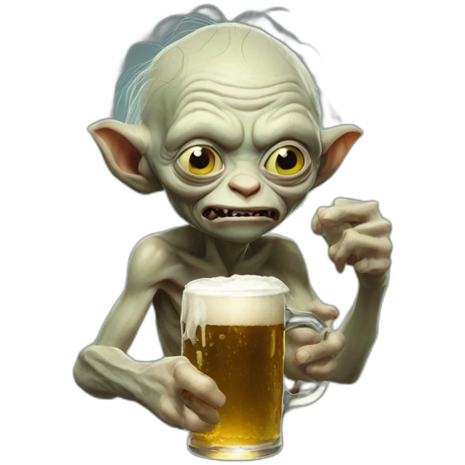 Gollum hold beer emoji