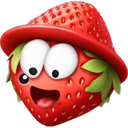 Cute small strawberry with hat emoji
