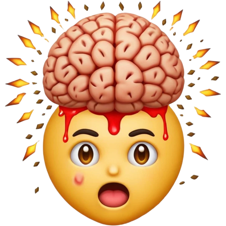 shocked emoji with an exploding brain, similar to 🤯, apple emoji style emoji