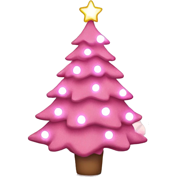 Pink Christmas tree with white lights and ornaments  emoji