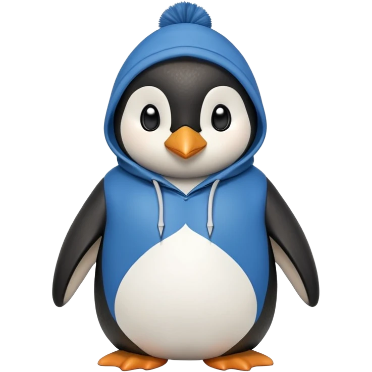 friendly anthropomorphised penguin in a hoodie and jeans standing with arms folded emoji