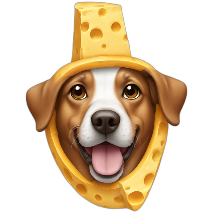 Dog wearing cheese hat emoji