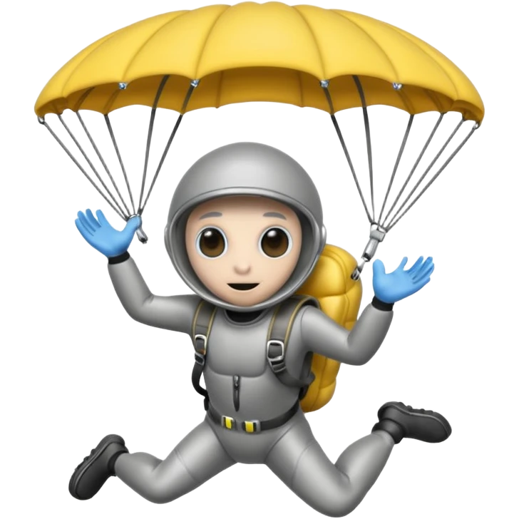 Skydiving gray alien with parachute and UFO emoji