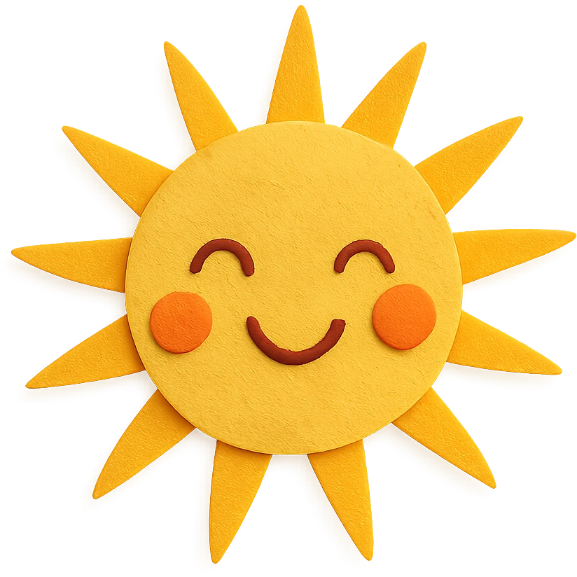 cheerful sun with rays in paper-craft style emoji