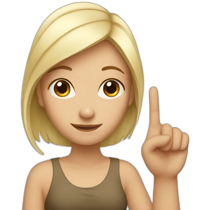 white woman shows peace with fingers emoji