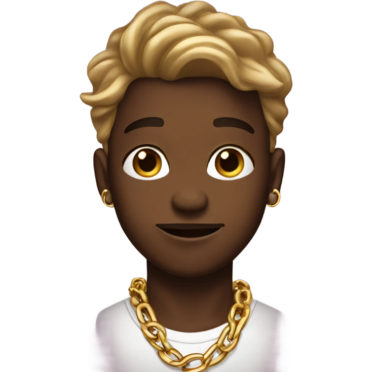handsome chocolate boy with gold chains and swagger emoji