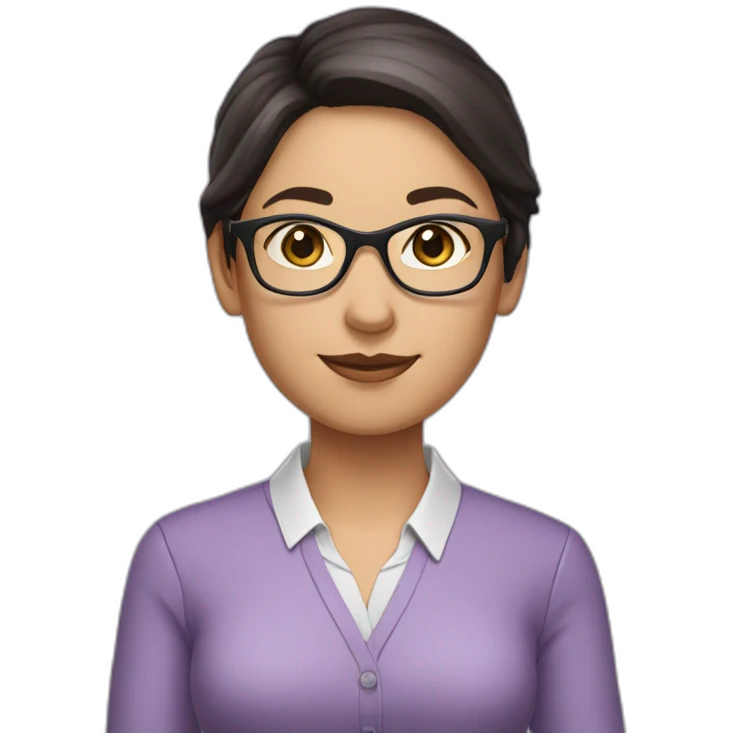 girl teacher in glasses with dark hair teacher in a lilac shirt emoji