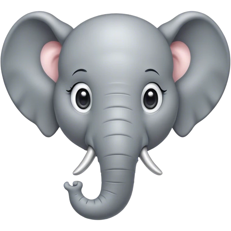 Cinematic Cute Elephant Portrait Emoji, Head tilted playfully and inquisitively, featuring a glossy gray hide with soft, rounded ears and round, sparkling eyes filled with curious wonder, Simplified yet irresistibly adorable features, highly detailed, glowing with a warm, friendly glow, high shine, affectionate and lively, stylized with a touch of gentle whimsy, bright and endearing, soft glowing outline, capturing the essence of a mischievous yet loving elephant, so playful it feels like it could lumber out of the screen into your arms! emoji