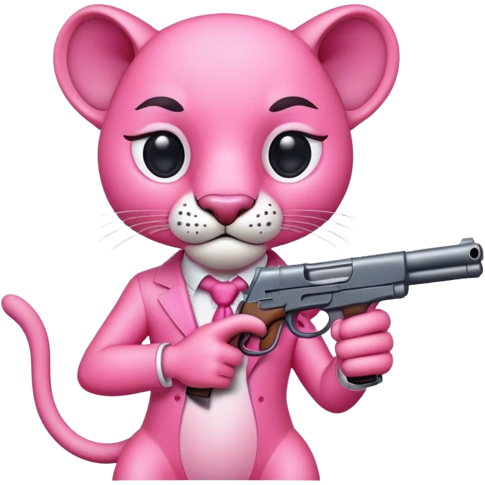 Pink panther with gun emoji