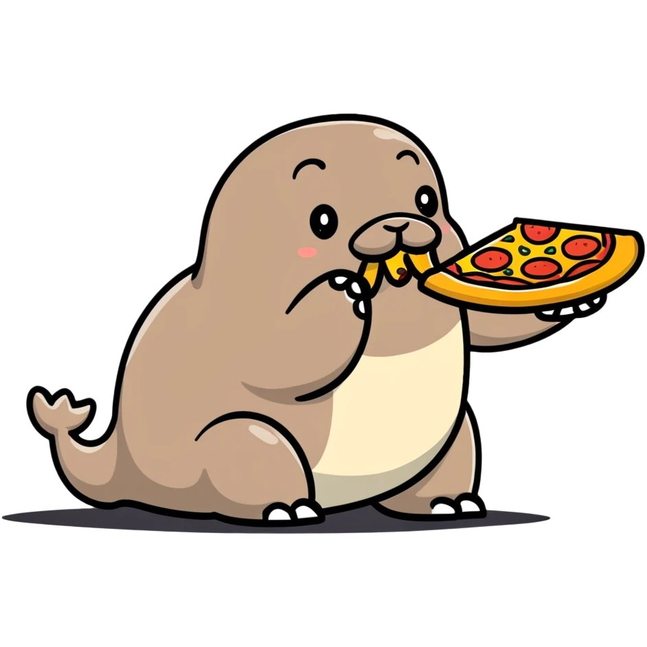walrus eating pizza  emoji