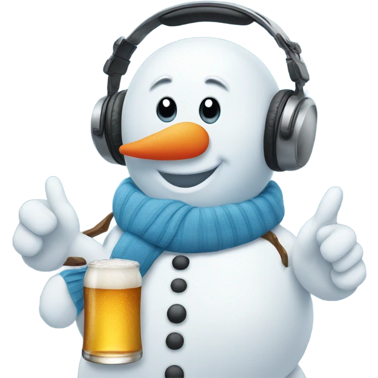 DJ Snowman drinking beer  emoji