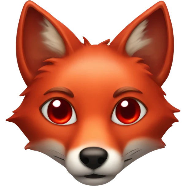 dark red fox face with tiny red heart instead of eyes emoji