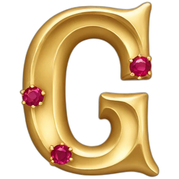 gold letter G with rubies emoji
