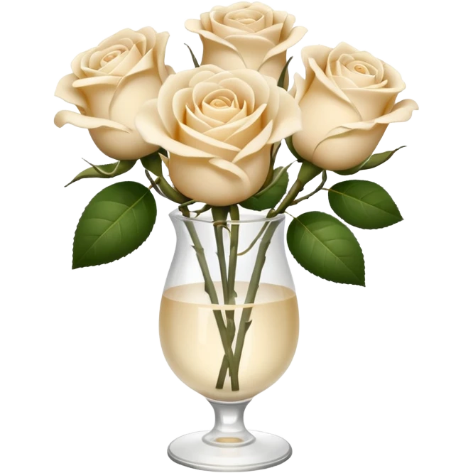Cream color roses in glass vase emoji
