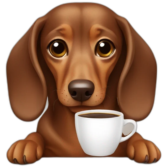 Dachshund drinks coffee emoji