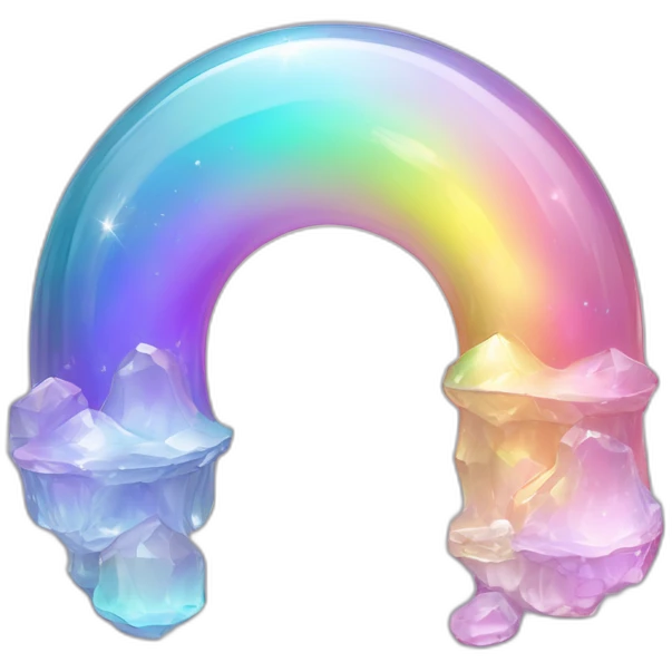 glossy Pastel iridescent glass rainbow crystal crescent emoji