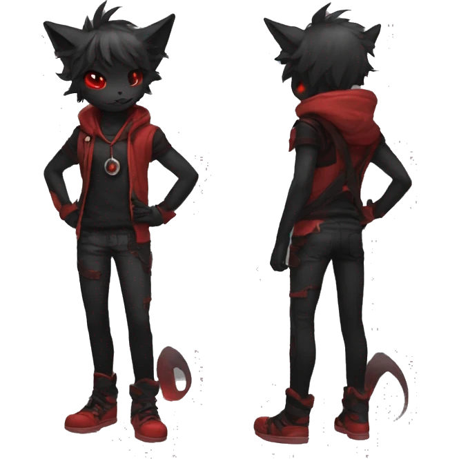 Black and Red Ethereal Cool Edgy Cute Anthro Fakémon emoji