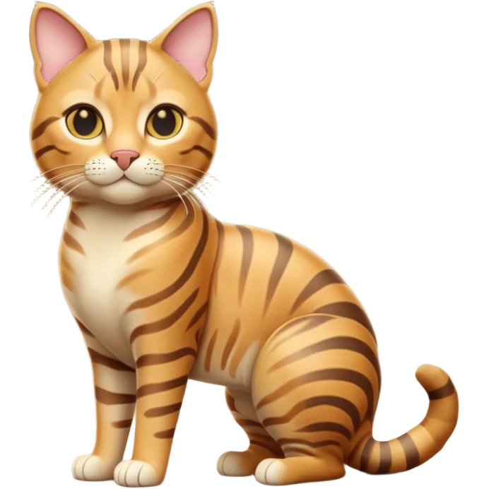 A 3D cartoon golden tabby Bengal cat with realistic striped pattern, warm lighting, natural depth, Memoji-style cinematic detail. full body or half body. emoji