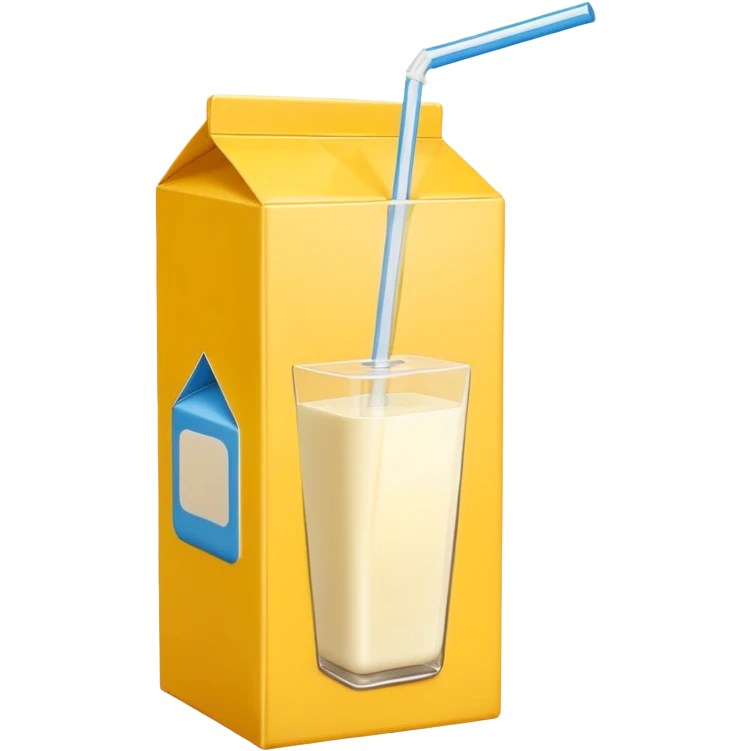 yellow milk box with a straw, simple, clear emoji