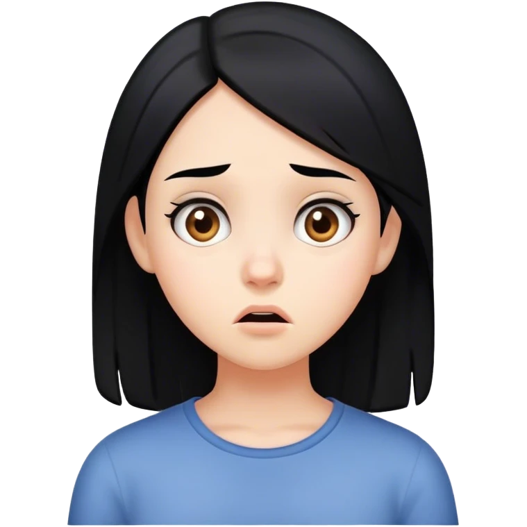 Girl with black hair staring confusedly  emoji