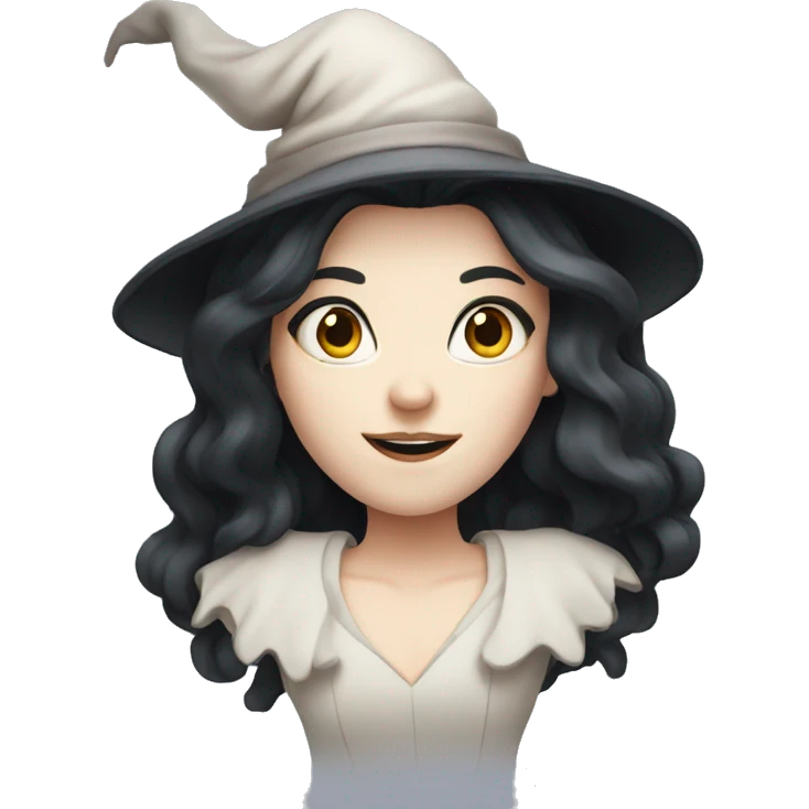 Long black haired witch with pale skin emoji