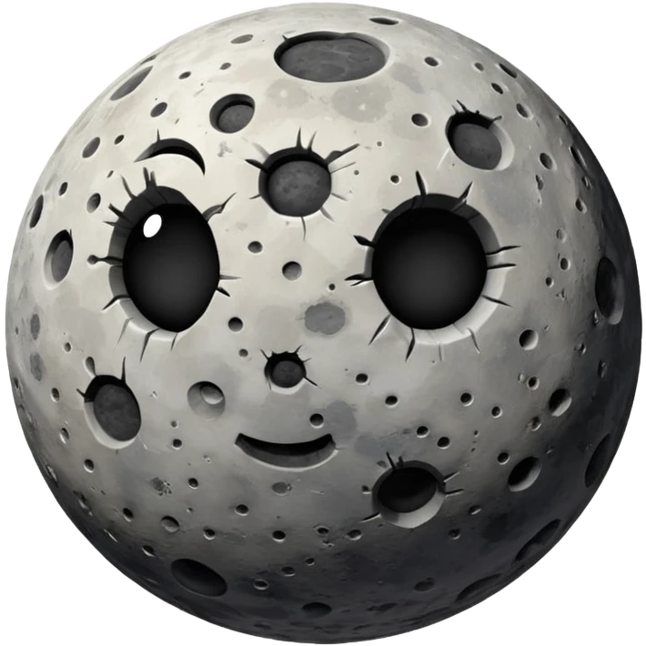 rocky gray planet emoji, round with many craters, rough textured patches, desolate moon emoji