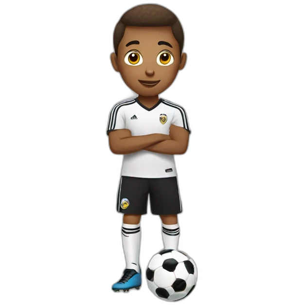 Young brown kid freestyling soccer  emoji
